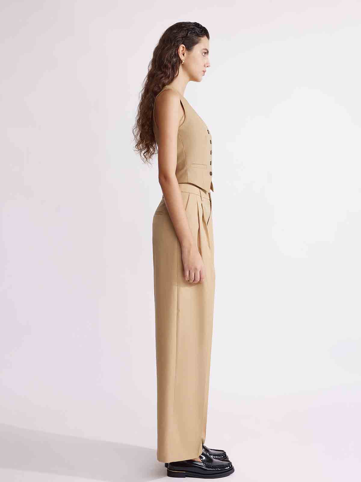 ASOBIO Tailored Wool Blend V-Neck Vest