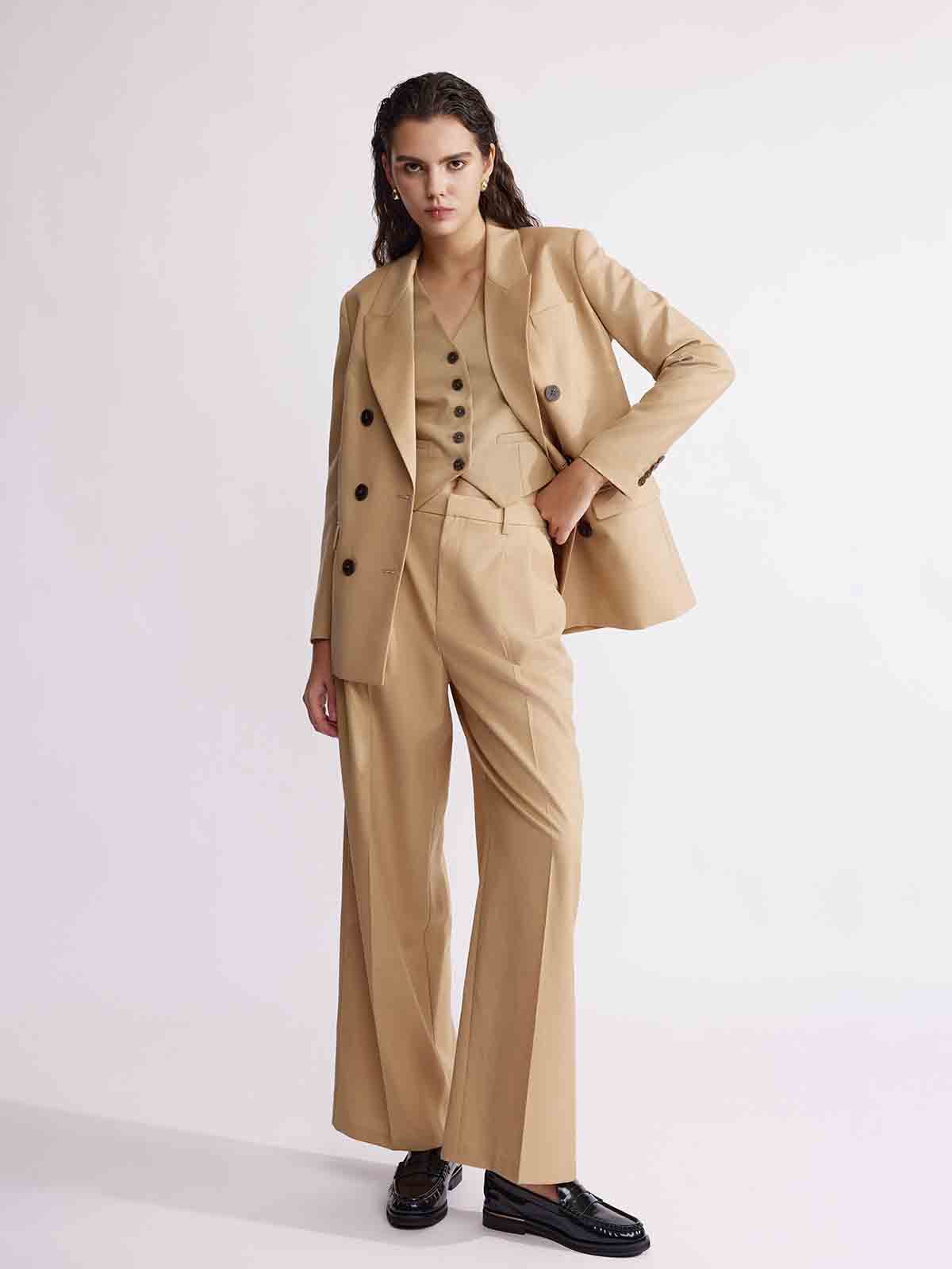 ASOBIO Tailored Wool Blend V-Neck Vest