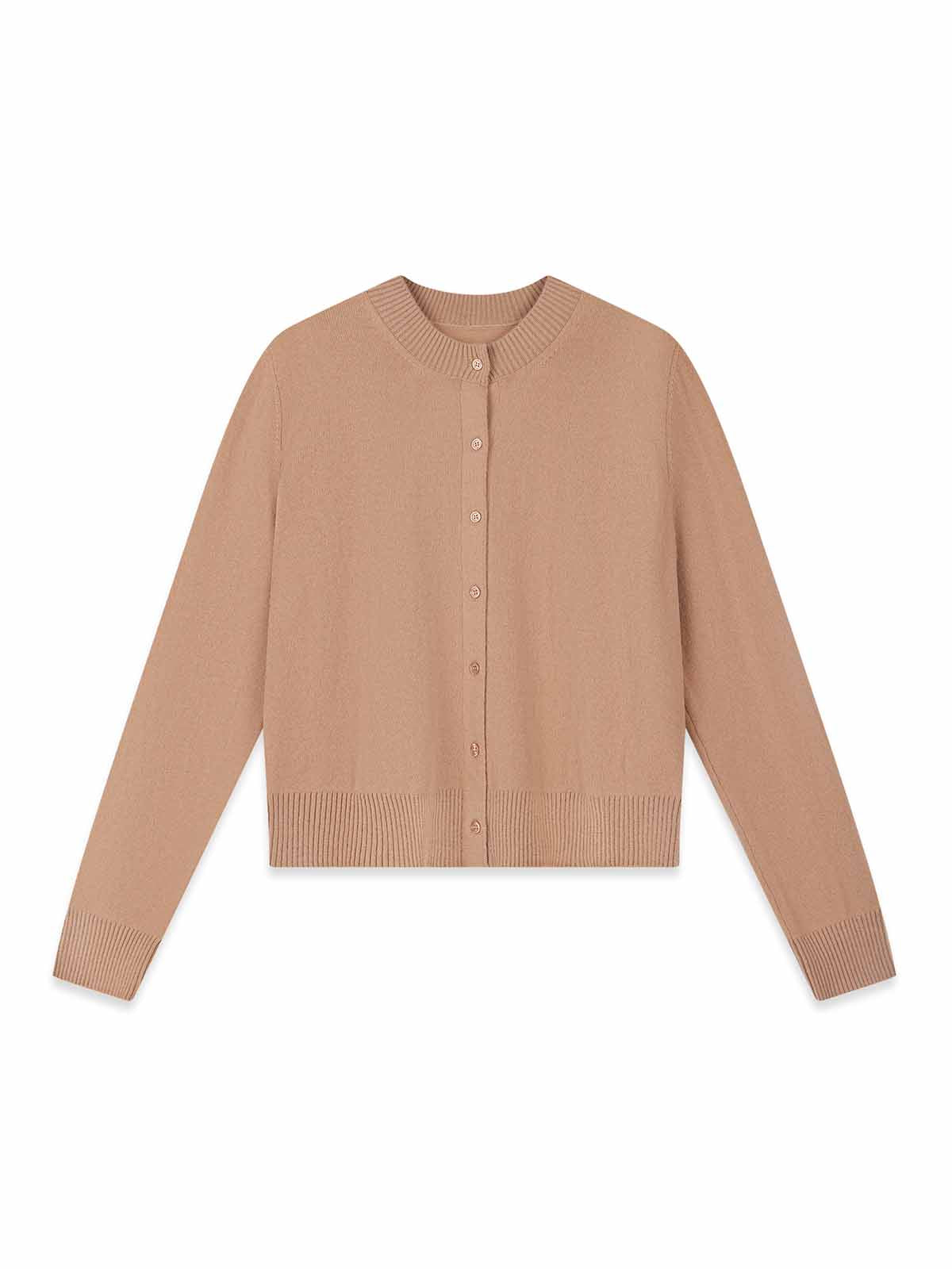 Lightweight 100% Wool Crewneck Cardigan